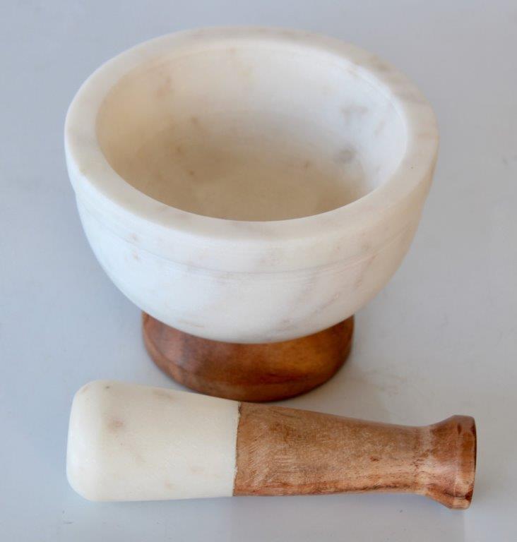 Marble & Wood Pestle & Mortar